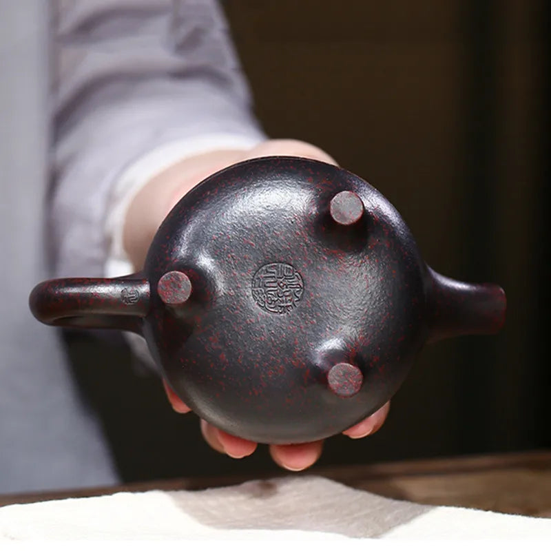 290ml Traditional Yixing Purple Clay Teapots Handmade Raw Ore Kiln Change Tea Pot Tripod Shape Kettle Zisha Tea Set Teaware