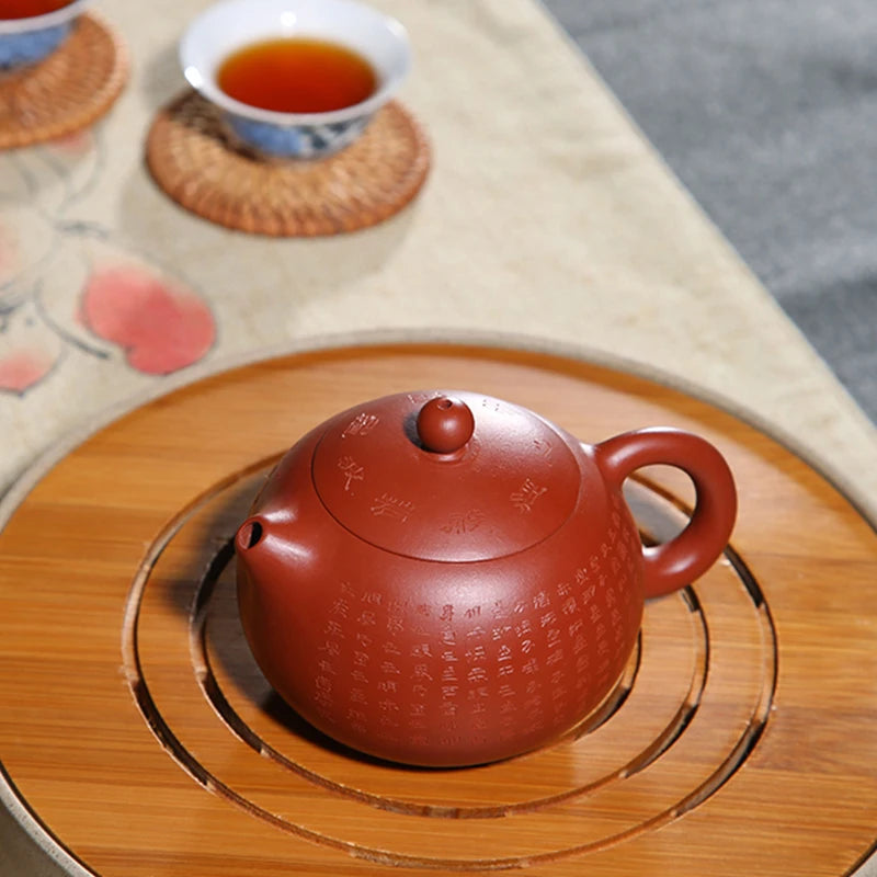 290ml Yixing  Heart Sutra Xishi Teapot China Famous Purple Clay Tea Pot Genuine Handmade Kung Fu Ceramic Tea Set Free Shipping