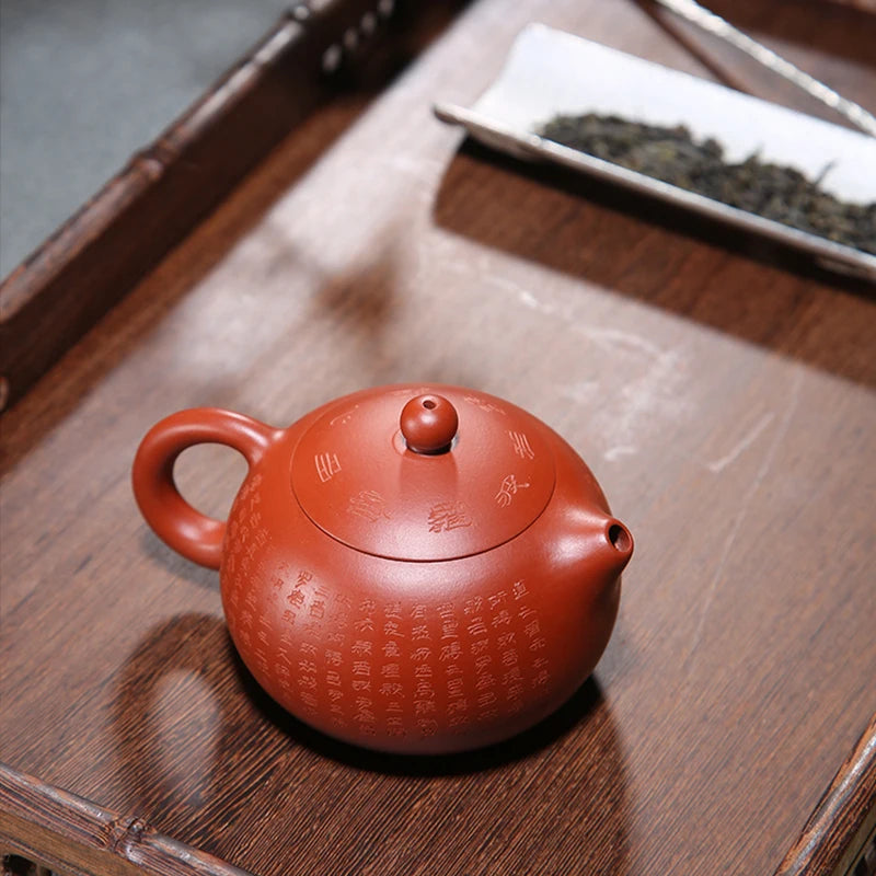 290ml Yixing  Heart Sutra Xishi Teapot China Famous Purple Clay Tea Pot Genuine Handmade Kung Fu Ceramic Tea Set Free Shipping