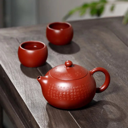 290ml Yixing  Heart Sutra Xishi Teapot China Famous Purple Clay Tea Pot Genuine Handmade Kung Fu Ceramic Tea Set Free Shipping