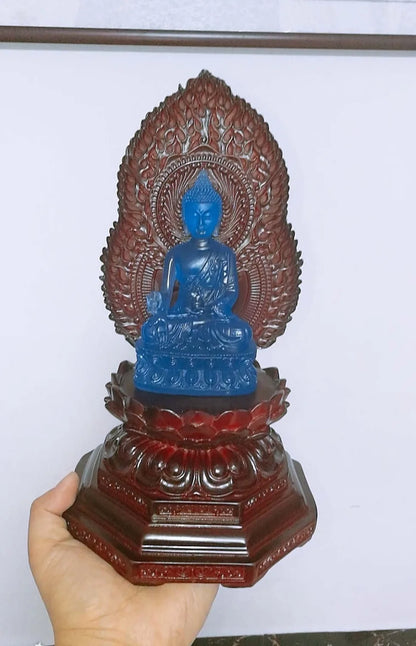 29CM Large HOME office GOOD Buddha Bless Greco-Buddhist Guru Buddha + Lotus base statue efficacious talisman Decorate Buddha