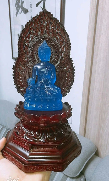 29CM Large HOME office GOOD Buddha Bless Greco-Buddhist Guru Buddha + Lotus base statue efficacious talisman Decorate Buddha