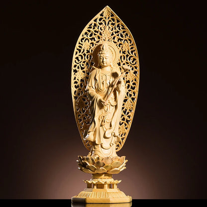 29CM Three Buddhas Statue Wood Carving Solid Home Decoration Carving Craft Feng Shui Buddha Decoration