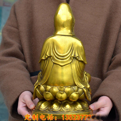 29CM # home family TOP efficacious Talisman Protection-BuAddhism Buddha Songzi Guanyin KAI GUANG FENG SHUI COPPER statue