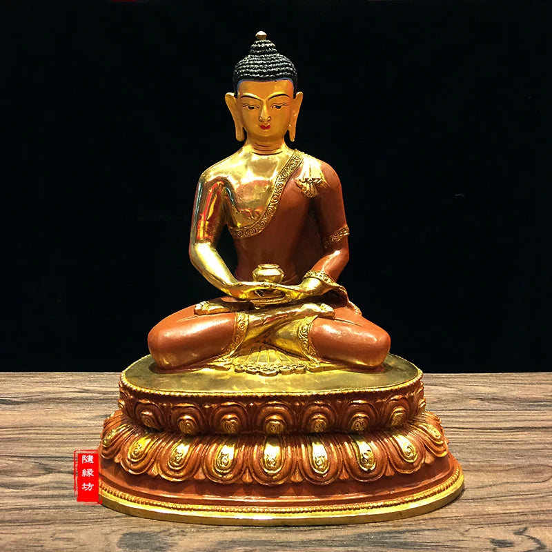 29CM large -GOOD ---Buddhist Buddhism home family efficacious Protection brass Amitabha gold Gold-plated Buddha  statue