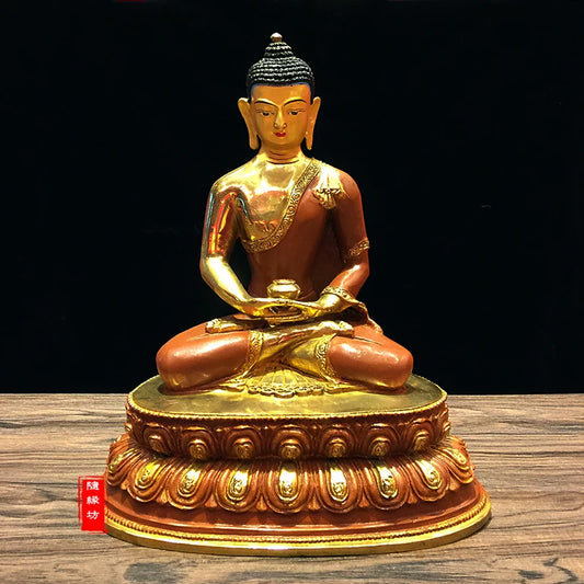 29CM large -GOOD ---Buddhist Buddhism home family efficacious Protection brass Amitabha gold Gold-plated Buddha  statue