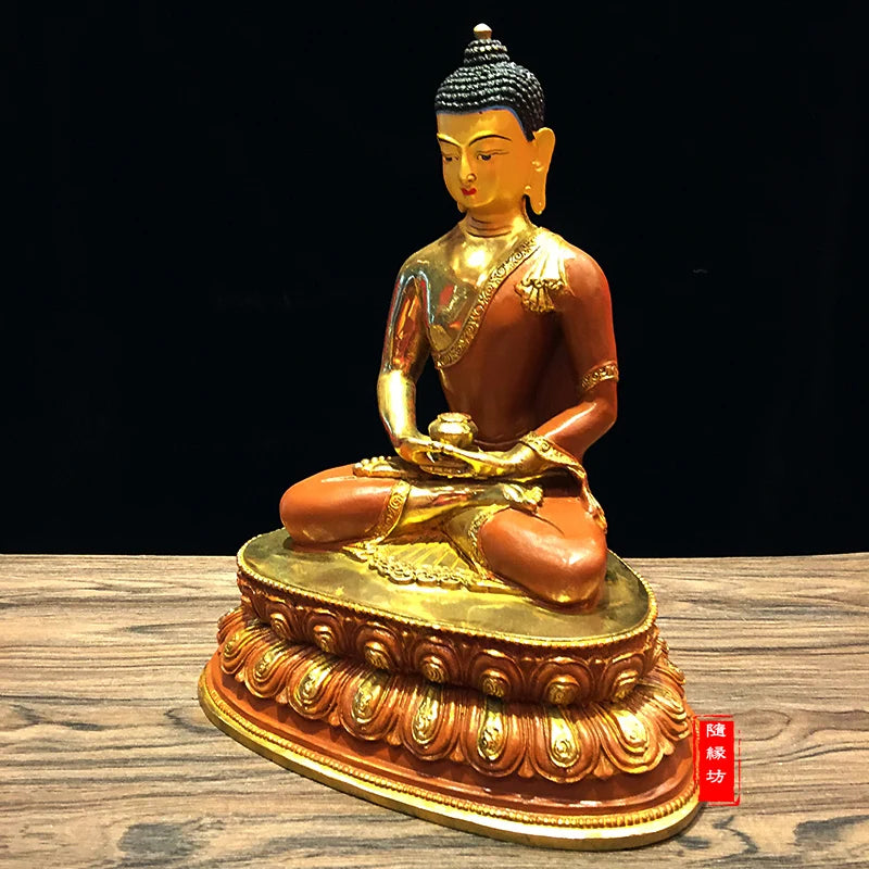 29CM large -GOOD ---Buddhist Buddhism home family efficacious Protection brass Amitabha gold Gold-plated Buddha  statue