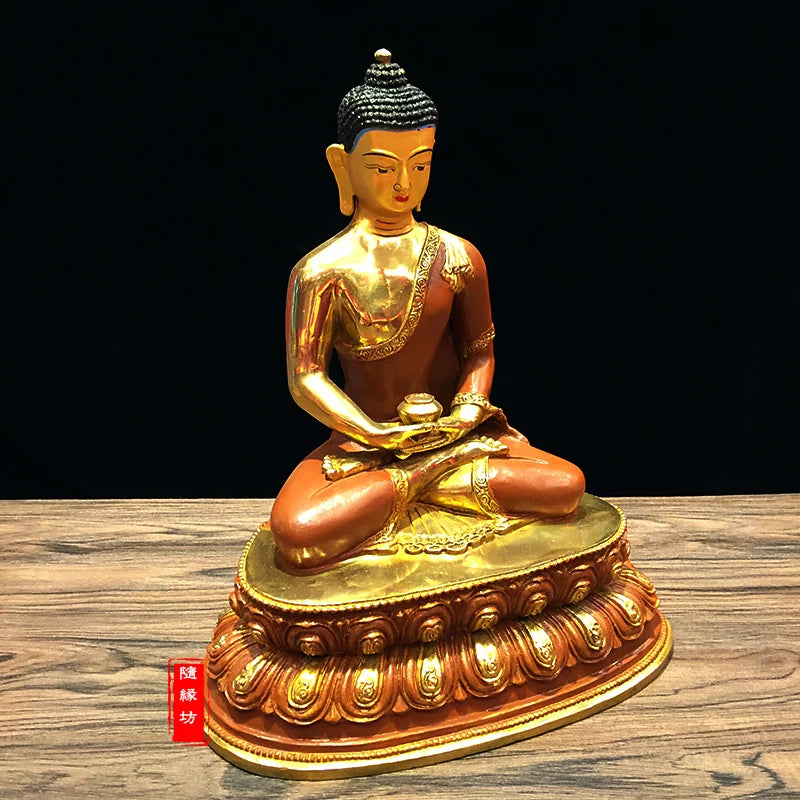 29CM large -GOOD ---Buddhist Buddhism home family efficacious Protection brass Amitabha gold Gold-plated Buddha  statue