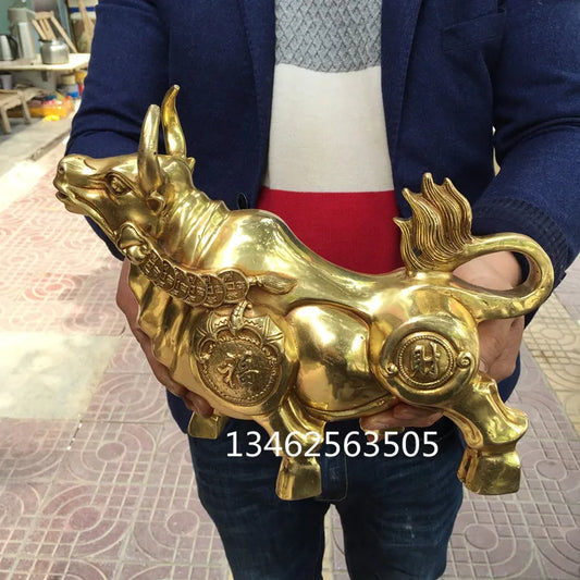 29CM large home OFFICE lobby efficacious Protection Mascot thriving business Taurus Gold Bull Wall Street cattle copper statue