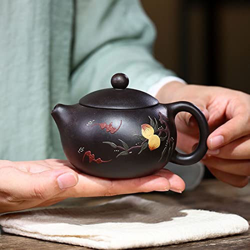 Zisha Teapot 6.7Oz Chinese Yixing Clay Handmade Xishi Pot Spherical Filter Kungfu Tea Set