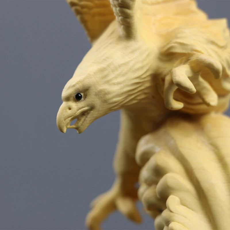 29cm Boxwood Eagle Animal Sculpture Living Room Decoration Feng Shui Wood Hawk Statue Home Decor