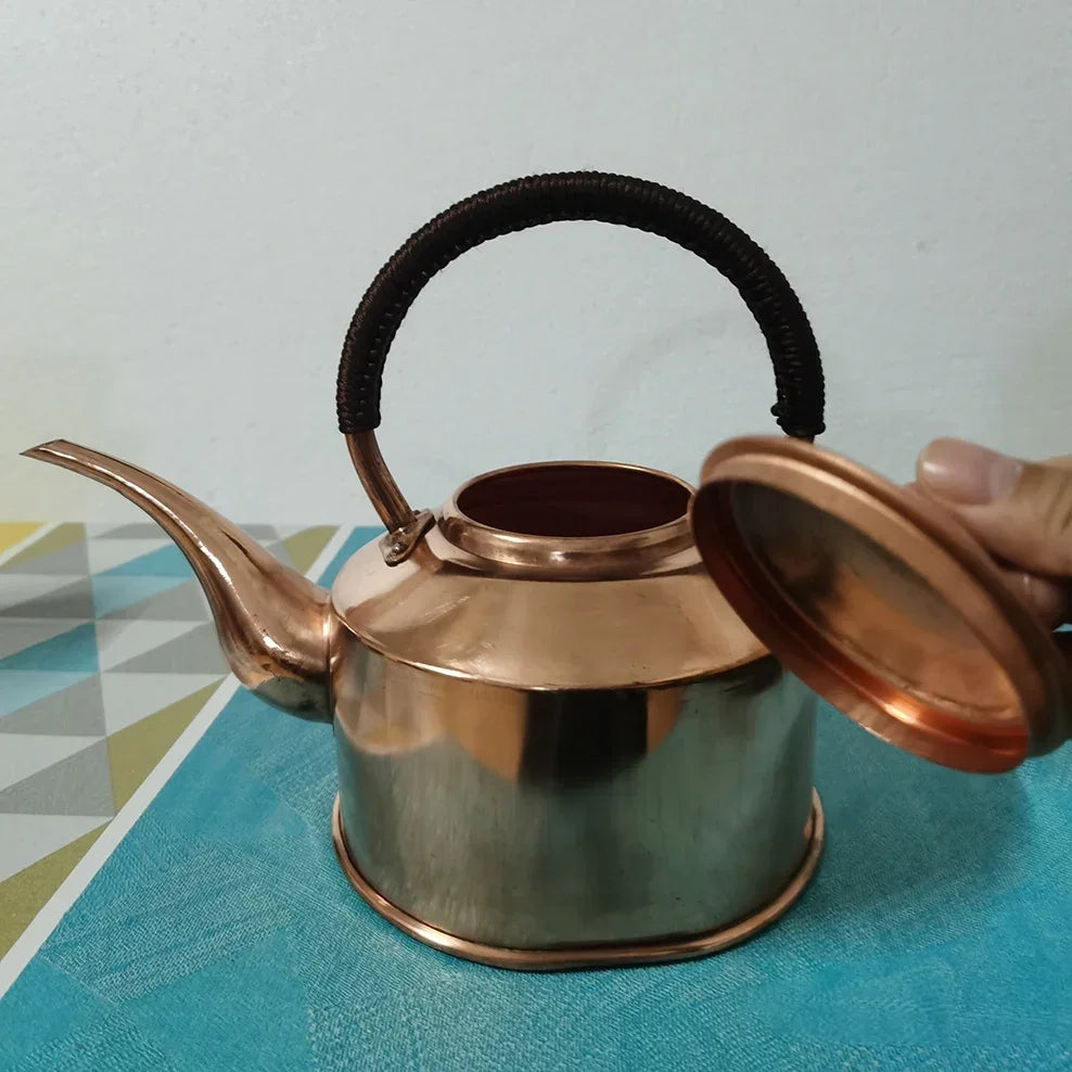 2L/3L Handmade Red Copper Teapot Tibetan Long Mouth Copper Kettle Boiling Water Kettle Kitchen Cold Kettle Pure Copper Tea Set