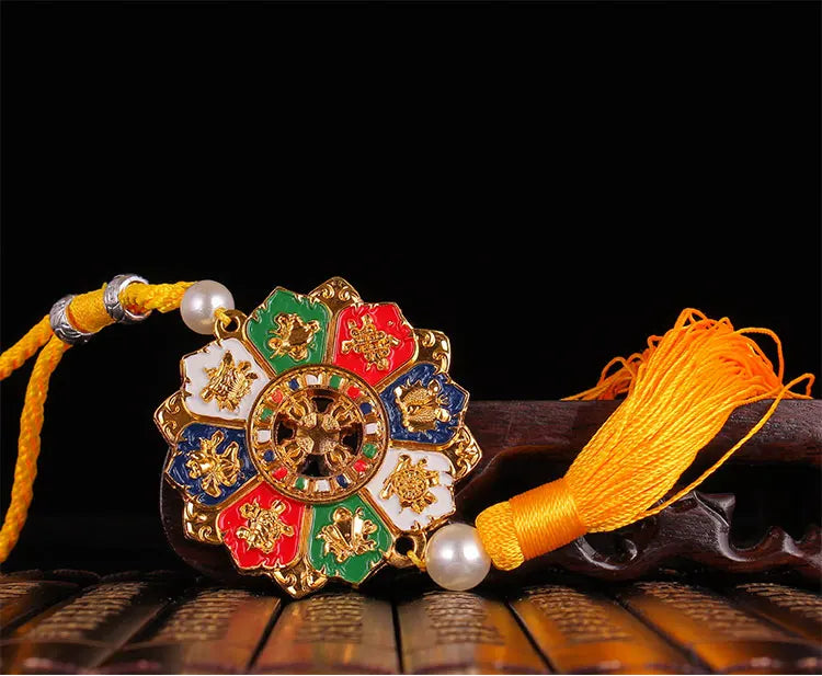 2P HOME CAR pocket travel Buddhist Exorcise evil spirits efficacious Mascot Eight Auspicious Symbols of Buddhism Prayer hanging