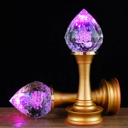 2P # Wholesale Buddhism supply HOME SHOP ZHAO CAI altar worship God of wealth Light crystal GUAN GONG TU DI GONG Lamp