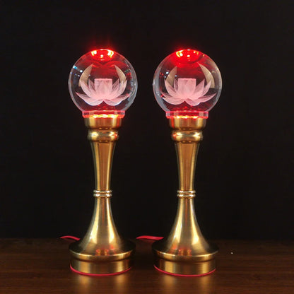 2P # Wholesale Buddhism supply HOME temple altar worship tool crystal GUAN YIN Buddha Lamp God of wealth Light  27cm large