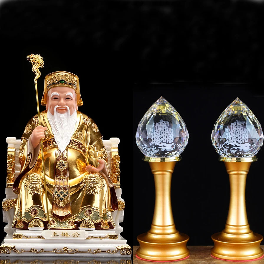 2P # home decor Buddhism supply Shrine altar Worship ZHAO CAI God of wealth Light crystal GUAN GONG TU DI GONG god of earth Lamp
