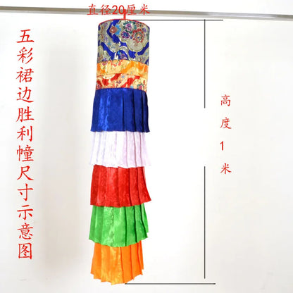 2PCS 100CM long Wholesale Buddhist supply Buddhism Temple HOME Shrine Altar wall decorative Hanging Streamer Banner victory tube
