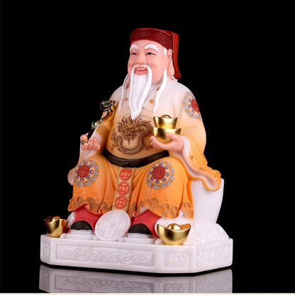 2PCS Asia Indonesia Vietnam HOME SHOP jade Buddha statue Bring good luck God of wealth Recruit wealth TU DI GONG Mammon statue