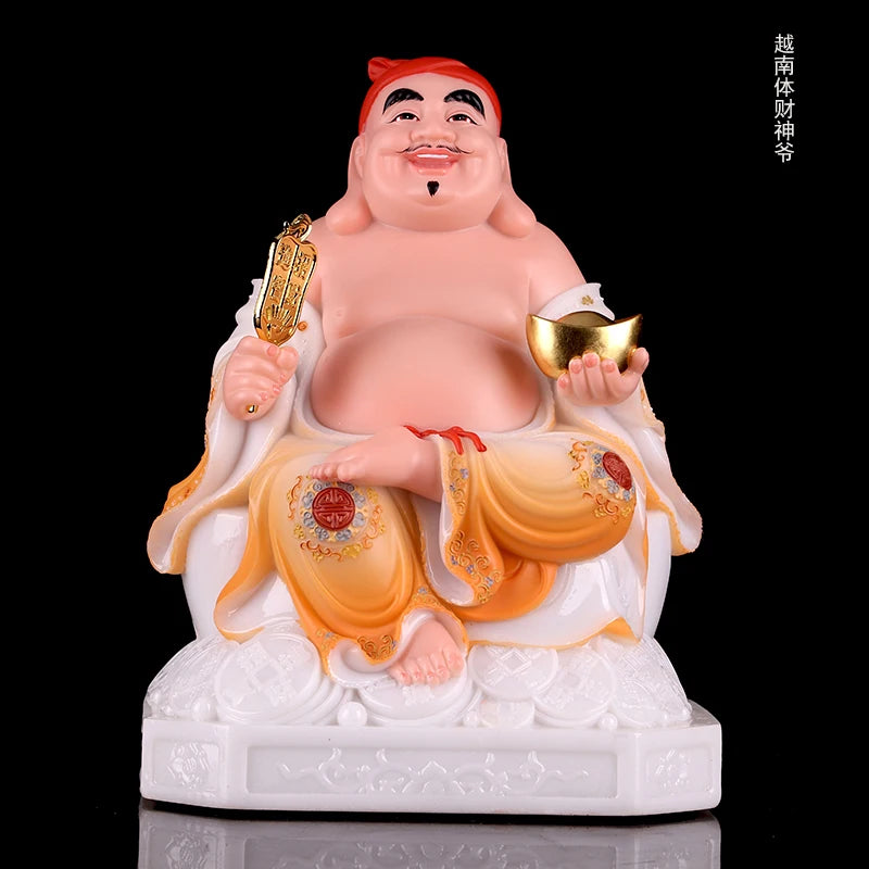 2PCS Asia Indonesia Vietnam HOME SHOP jade Buddha statue Bring good luck God of wealth Recruit wealth TU DI GONG Mammon statue