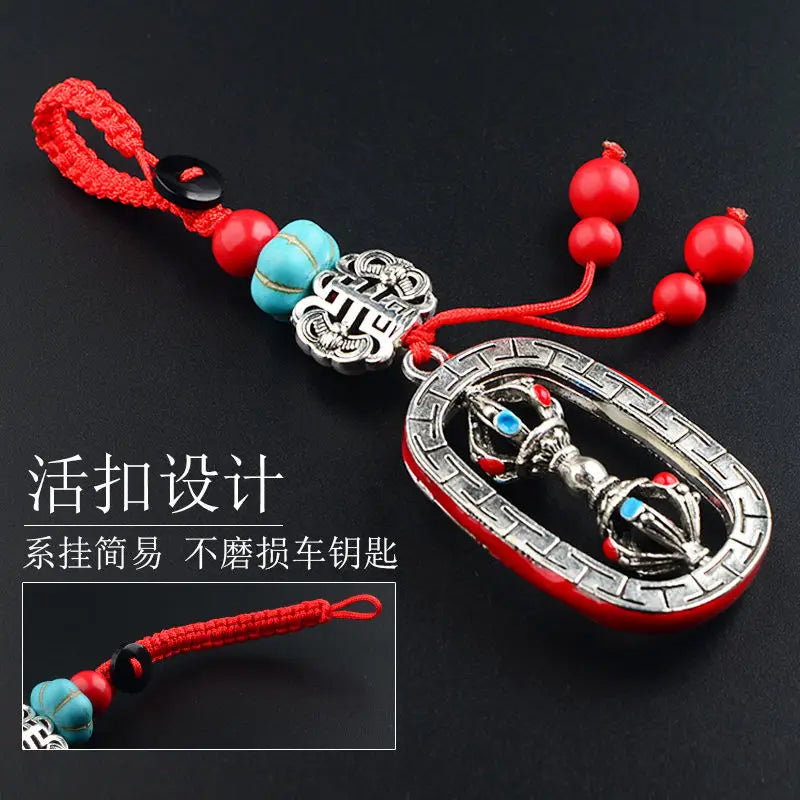 2PCS Buddhist pocket travel efficacious Mascot Auspicious safe  protection Buddha Tibetan Silver Vajra Pendant Buddhist Amulet