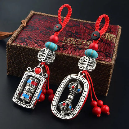 2PCS Buddhist pocket travel efficacious Mascot Auspicious safe  protection Buddha Tibetan Silver Vajra Pendant Buddhist Amulet