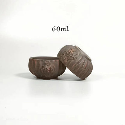 2PCS Chinese Jianshui Purple Clay Handmade Mater Cup Ceramic Tea  TeaCups  Kung Fu Tea Set Drinkware