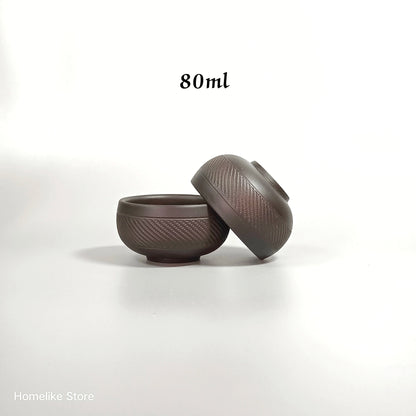 2PCS Chinese Jianshui Purple Clay Handmade Mater Cup Ceramic Tea  TeaCups  Kung Fu Tea Set Drinkware