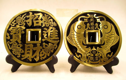 2PCS # HOME Lobby hall Shop company Town house efficacious Money Drawing FENG SHUI Totems brass talisman statue- 23CM large