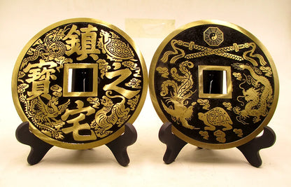 2PCS # HOME Lobby hall Shop company Town house efficacious Money Drawing FENG SHUI Totems brass talisman statue- 23CM large