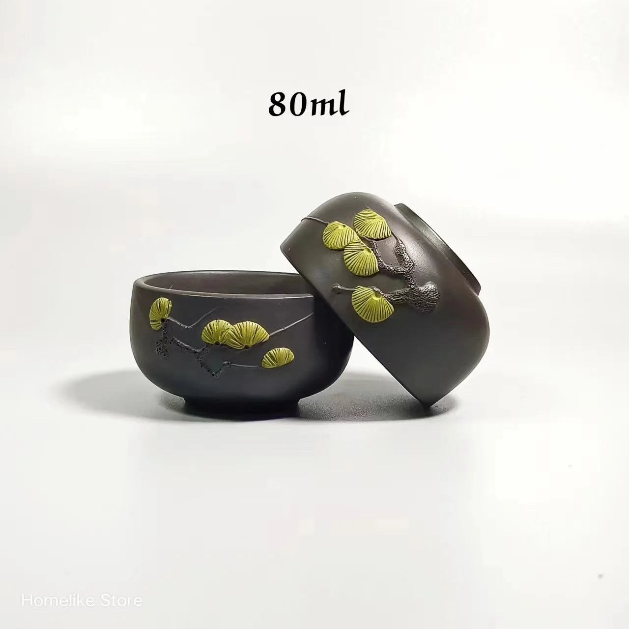2PCS Homelike Chinese Jianshui Purple Clay Handmade  Carving Cup Tea Ceremony Ceramic Tea  TeaCups  Kung Fu Tea Set Drinkware