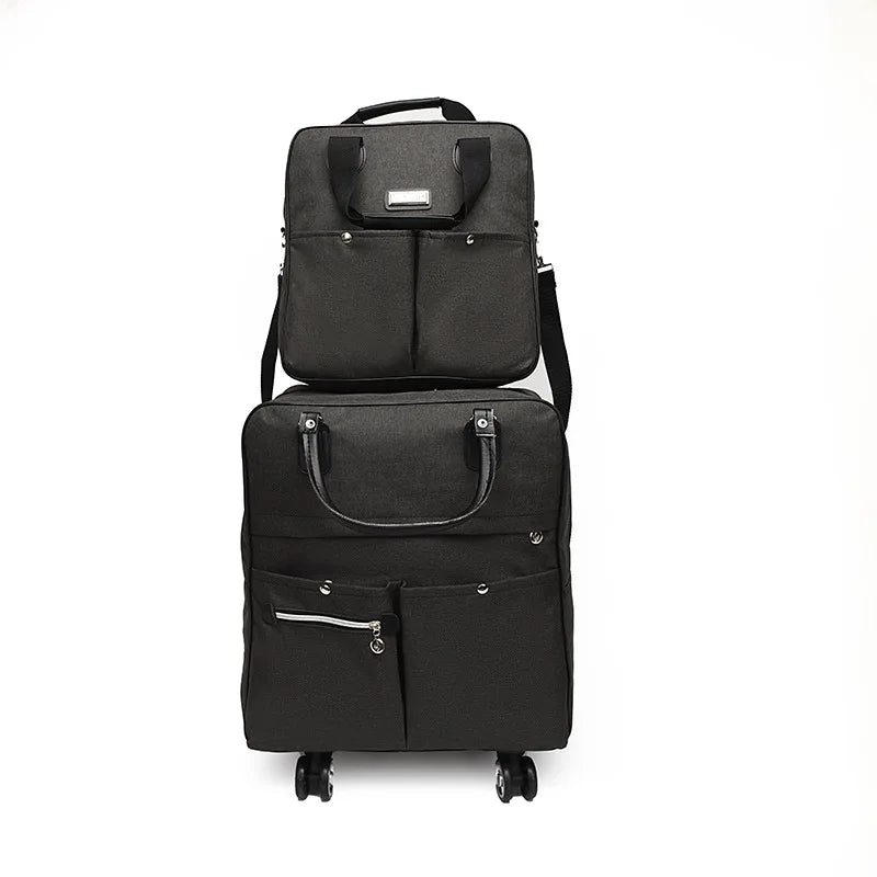 2PCS/SET Wheeled bag Women travel Backpack girl wheels trolley bags large capacity Boarding bag Travel Luggage Suitcase Bag 2022