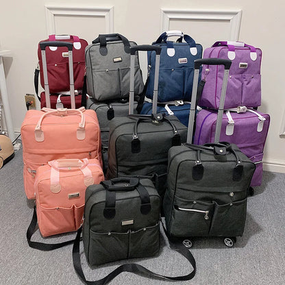 2PCS/SET Wheeled bag Women travel Backpack girl wheels trolley bags large capacity Boarding bag Travel Luggage Suitcase Bag 2022