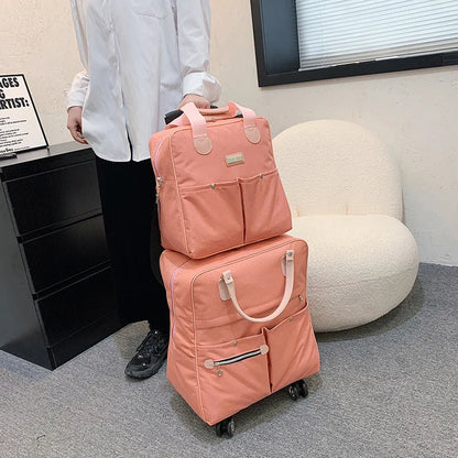 2PCS/SET Wheeled bag Women travel Backpack girl wheels trolley bags large capacity Boarding bag Travel Luggage Suitcase Bag 2022