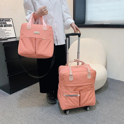 2PCS/SET Wheeled bag Women travel Backpack girl wheels trolley bags large capacity Boarding bag Travel Luggage Suitcase Bag 2022