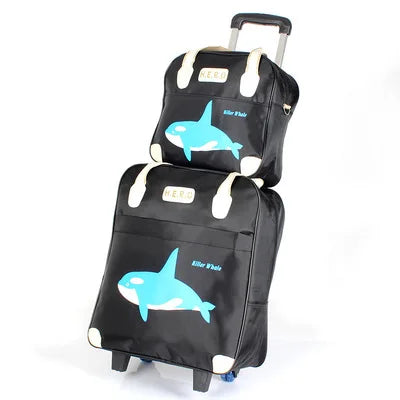 2PCS/SET Wheeled bag  travel Women travel Handbag wheels trolley bags large capacity Boarding bag Travel Luggage Suitcase Bag