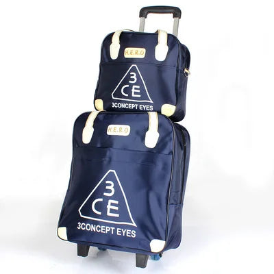 2PCS/SET Wheeled bag  travel Women travel Handbag wheels trolley bags large capacity Boarding bag Travel Luggage Suitcase Bag