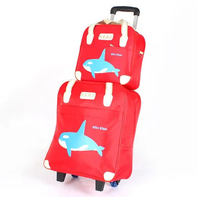 2PCS/SET Wheeled bag  travel Women travel Handbag wheels trolley bags large capacity Boarding bag Travel Luggage Suitcase Bag