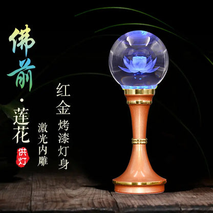2PCS Wholesale Buddhism supply HOME temple altar Buddhist worship tool 7 COLOR crystal Buddha Gods Lamp Light  27cm large