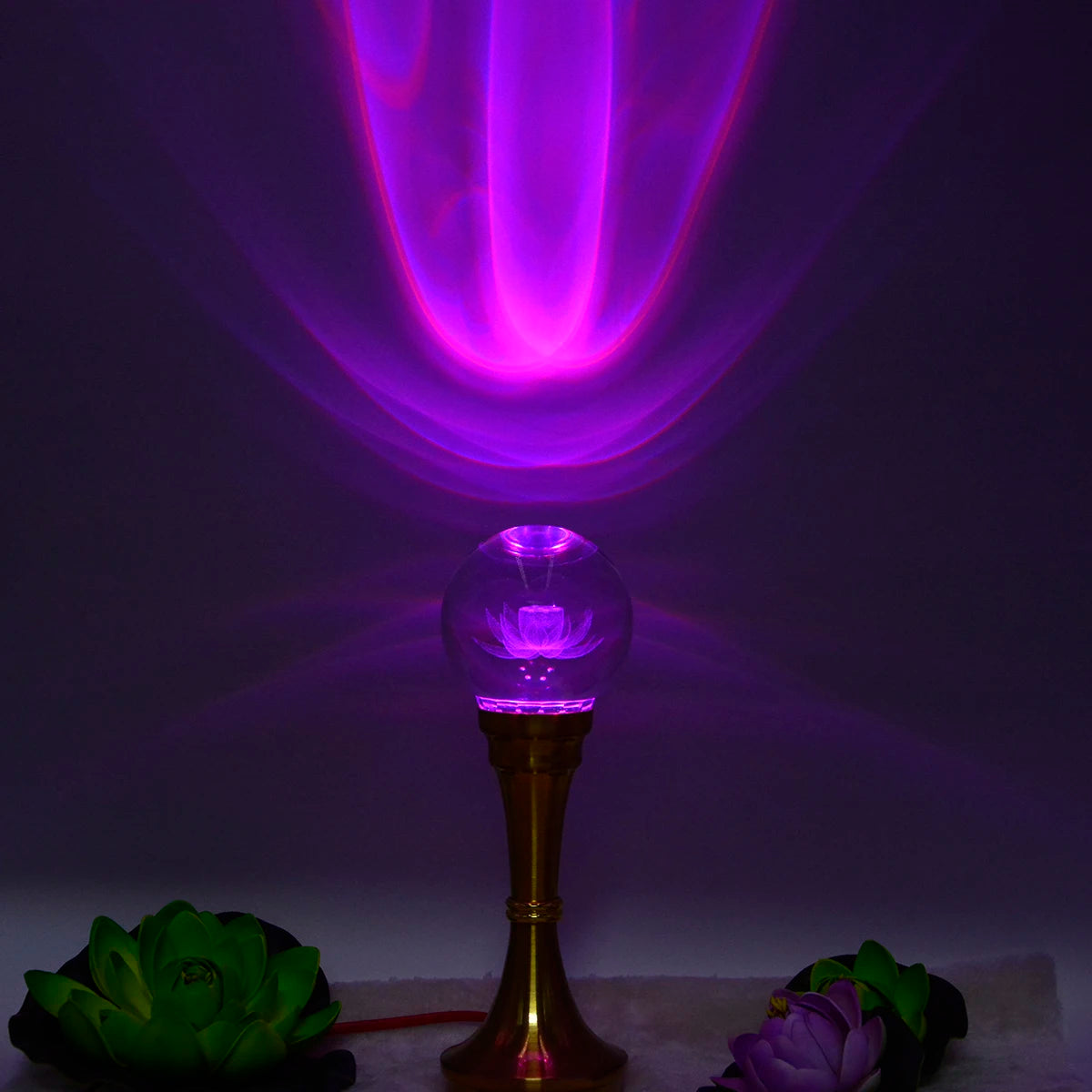 2PCS Wholesale Buddhism supply HOME temple altar Buddhist worship tool 7 COLOR crystal Buddha Gods Lamp Light  27cm large