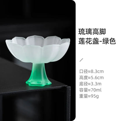 2Pc/Set Chinese Style Creativity Glass Lotus Master Cups Handmade Sample Tea Cup Tea Maker High Foot Cup Kung Fu Teaware Gifts