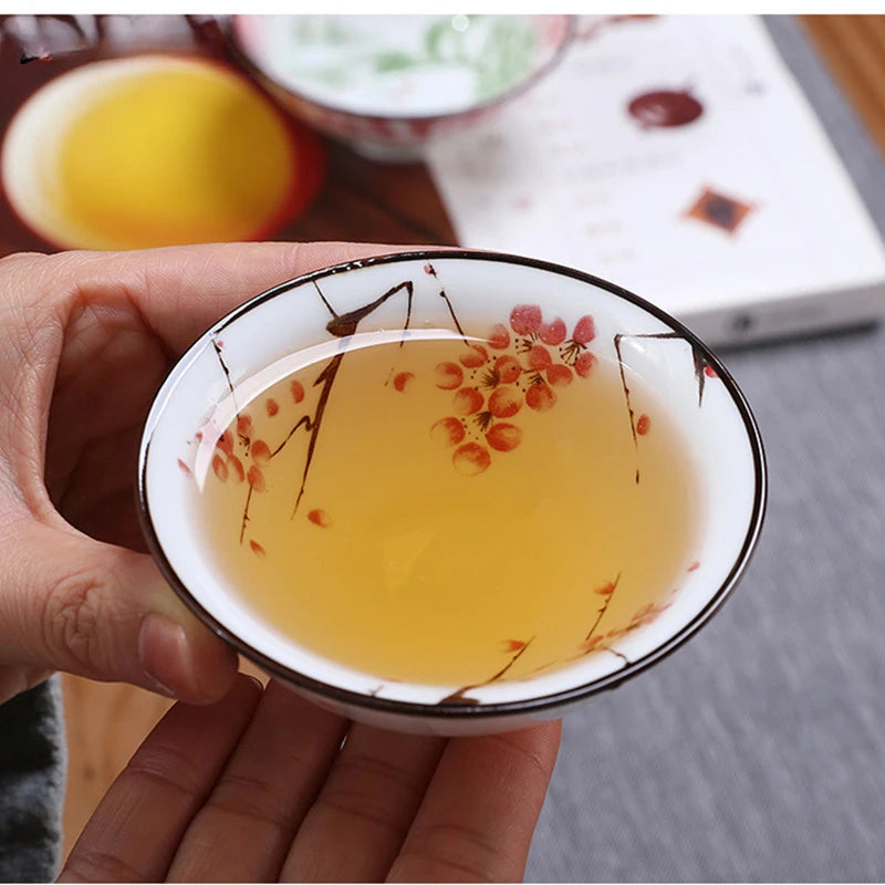 2Pcs Chinese Blue and White Porcelain Cone Teacup Hand-Painted Ceramic Tea Bowl Travel Portable Tea Set Supplies Tea Cup 70ml