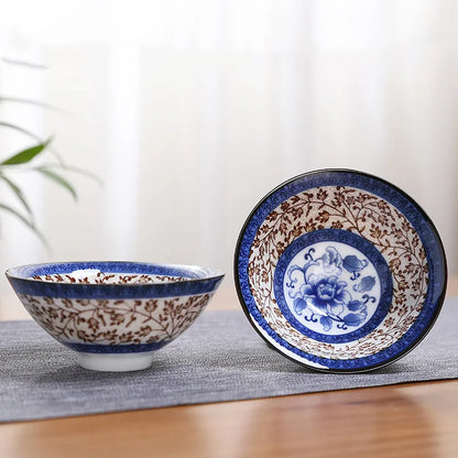 2Pcs Chinese Blue and White Porcelain Cone Teacup Hand-Painted Ceramic Tea Bowl Travel Portable Tea Set Supplies Tea Cup 70ml