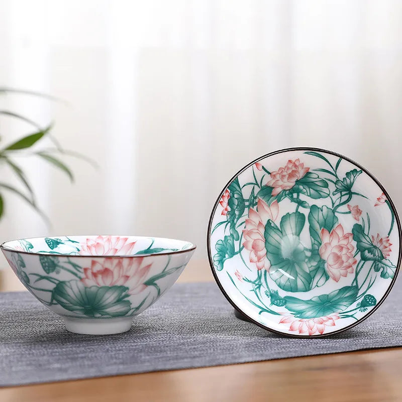 2Pcs Chinese Blue and White Porcelain Cone Teacup Hand-Painted Ceramic Tea Bowl Travel Portable Tea Set Supplies Tea Cup 70ml