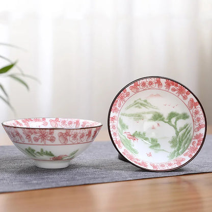 2Pcs Chinese Blue and White Porcelain Cone Teacup Hand-Painted Ceramic Tea Bowl Travel Portable Tea Set Supplies Tea Cup 70ml