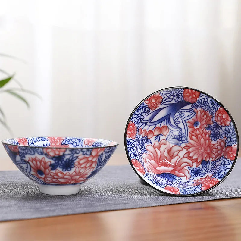 2Pcs Chinese Blue and White Porcelain Cone Teacup Hand-Painted Ceramic Tea Bowl Travel Portable Tea Set Supplies Tea Cup 70ml