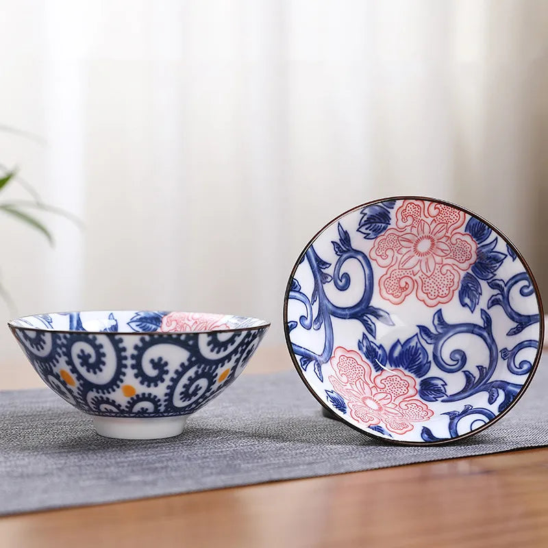2Pcs Chinese Blue and White Porcelain Cone Teacup Hand-Painted Ceramic Tea Bowl Travel Portable Tea Set Supplies Tea Cup 70ml