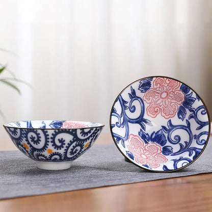 2Pcs Chinese Blue and White Porcelain Cone Teacup Hand-Painted Ceramic Tea Bowl Travel Portable Tea Set Supplies Tea Cup 70ml