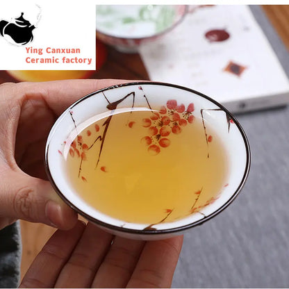 2Pcs Chinese Blue and White Porcelain Cone Teacup Hand-Painted Ceramic Tea Bowl Travel Portable Tea Set Supplies Tea Cup 70ml