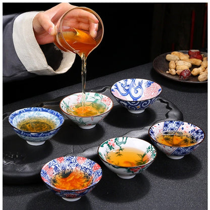 2Pcs Chinese Blue and White Porcelain Cone Teacup Hand-Painted Ceramic Tea Bowl Travel Portable Tea Set Supplies Tea Cup 70ml