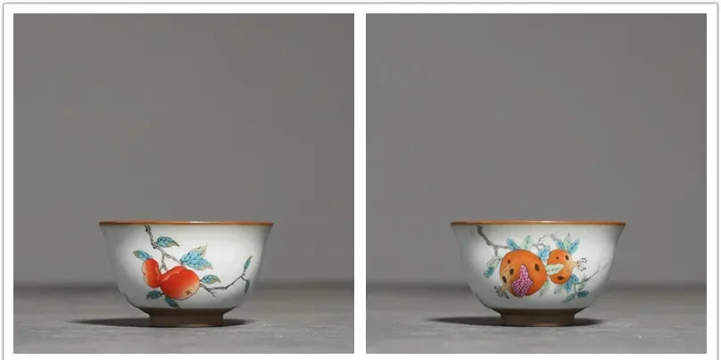 2Pcs/lot Chinese Ru Kiln Ceramic Teacup Hand Painted Boutique Tea Bowl Retro Handmade Tea Set Drinkware Personal Single Cup